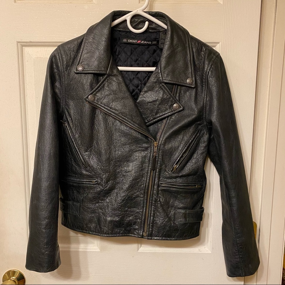 DKNY Jeans Leather “Motorcycle” Jacket (Med)